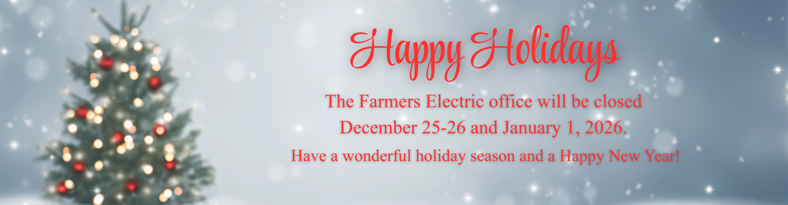 Holiday office closings announcement