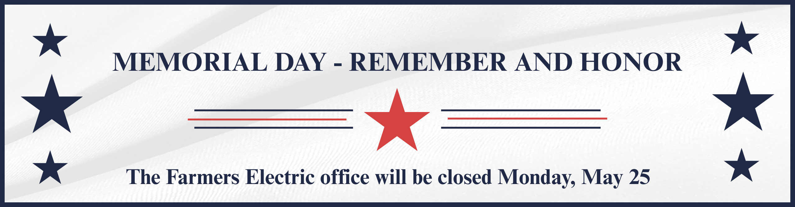 Memorial Day observed - office closed